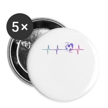 Heartbeat Football Pulse Footballer - Buttons large 2.2''/56 mm (5-pack) - white - Front
