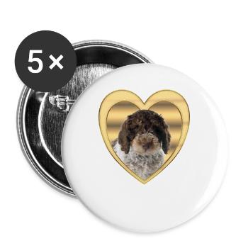Lagotto Romagnolo - Dog Lovers - Dogs Heart - Buttons large 2.2''/56 mm (5-pack) - white - Front
