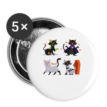Cat Boo Halloween Cats Creepy Kitten - Buttons large 2.2''/56 mm (5-pack) - white - Front