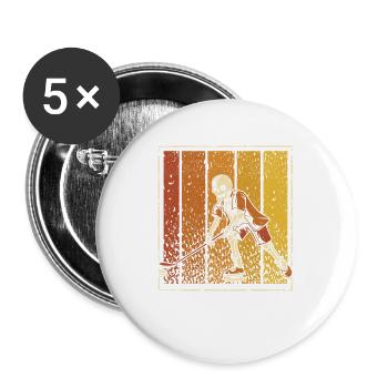 Kürbis Skelett Eishockey Halloween Wintersport - Buttons groß 56 mm (5er Pack) - Weiß - Vorne