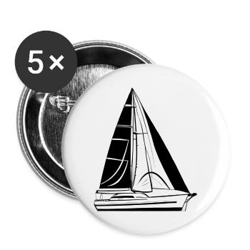 Segeln Segelsport Segelschiff Segler Segelboot - Buttons groß 56 mm (5er Pack) - Weiß - Vorne
