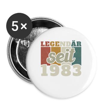 Legendär seit 1983 Jahrgang Vintage Geburtstag - Buttons groß 56 mm (5er Pack) - Weiß - Vorne