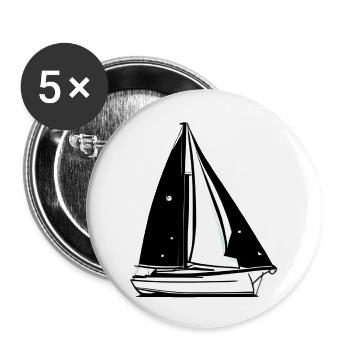 Segelboot Segelsport Segelschiff Segeln Segler - Buttons groß 56 mm (5er Pack) - Weiß - Vorne