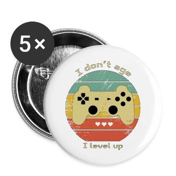 Retro Gaming - Buttons groß 56 mm (5er Pack) - Weiß - Vorne