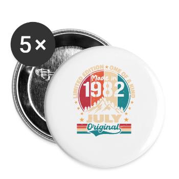 1982 July vintage made July 1982 Gift - Buttons large 2.2''/56 mm (5-pack) - white - Front
