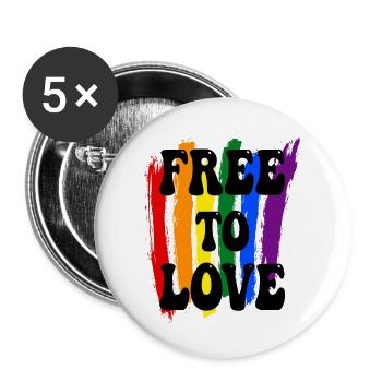 Free To Love LGBTQ Pride - Buttons large 2.2''/56 mm (5-pack) - white - Front