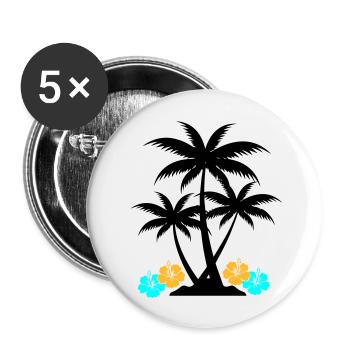 palme hibiskus - Buttons groß 56 mm (5er Pack) - Weiß - Vorne