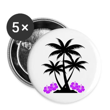 palme hibiskus - Buttons groß 56 mm (5er Pack) - Weiß - Vorne