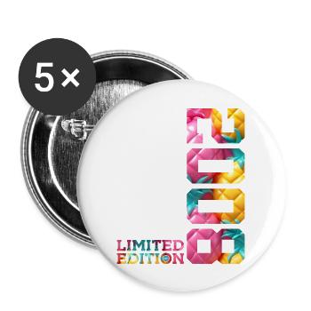 18E ANNIVERSAIRE ÉDITION LIMITÉE 2008 - Lot de 5 grands badges (56 mm) - blanc - Devant