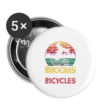 Hexen fuhren früher auf Besen, jetzt auf Fahrräder - Buttons groß 56 mm (5er Pack) - Weiß - Vorne