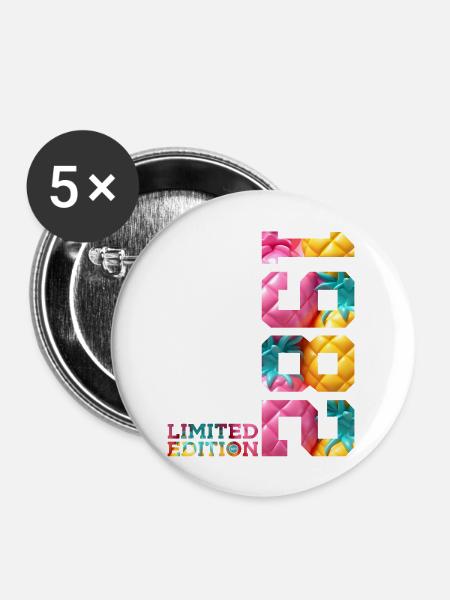 44. GEBURTSTAG LIMITED EDITION 1982 - Buttons groß 56 mm (5er Pack) - Weiß