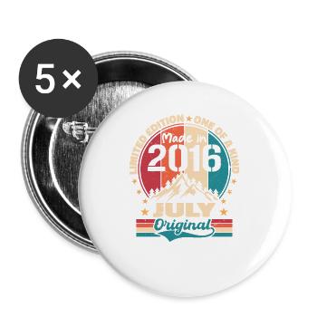 2016 July Vintage Made July 2016 Gift - Buttons large 2.2''/56 mm (5-pack) - white - Front