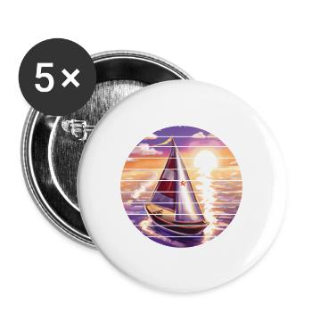 Segeln Segelsport Segelboot Segler Segelschiff - Buttons groß 56 mm (5er Pack) - Weiß - Vorne