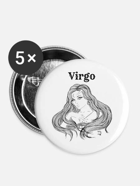 Virgo - Buttons groß 56 mm (5er Pack) - Weiß