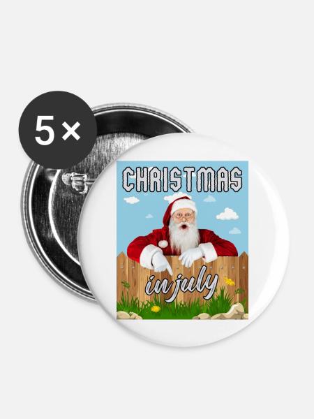 Weihnachten im Juli - Buttons groß 56 mm (5er Pack) - Weiß