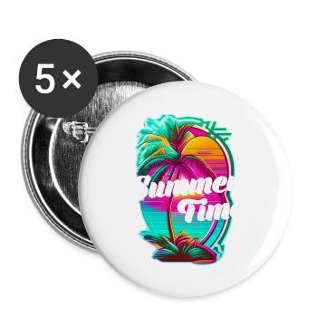 Summer Time - Beach and Summer - Buttons large 2.2''/56 mm (5-pack) - white - Front