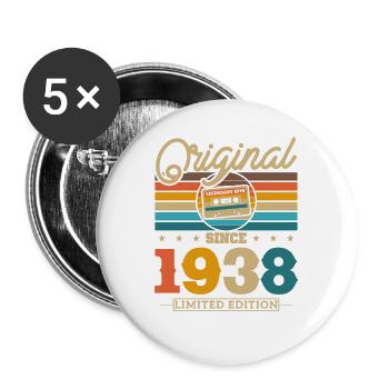Geschenk Geburtstag 1938 85 Jahre - Buttons groß 56 mm (5er Pack) - Weiß - Vorne