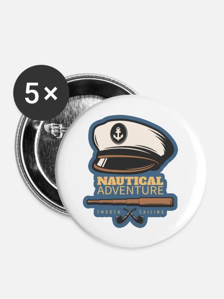 Wassersport - Buttons groß 56 mm (5er Pack) - Weiß