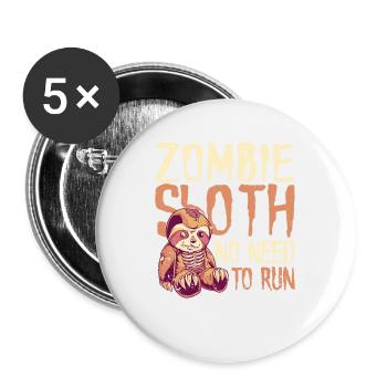 Zombie Sloth: No Need to Walk Desire - Buttons large 2.2''/56 mm (5-pack) - white - Front