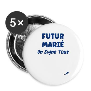 Futur marié - Lot de 5 grands badges (56 mm) - blanc - Devant