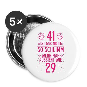 41 Ist Gar Nicht So Schlimm - Buttons groß 56 mm (5er Pack) - Weiß - Vorne