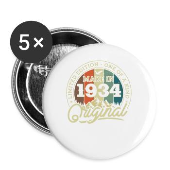 Original 1934 Vintage Vintage Birthday Retro - Buttons large 2.2''/56 mm (5-pack) - white - Front