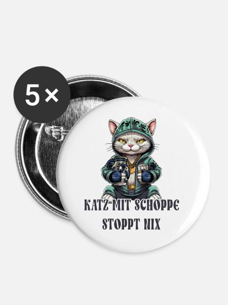 Apfelwein und Katzen Design - Buttons groß 56 mm (5er Pack) - Weiß