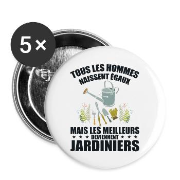 Humour Jardinier - Meilleur Jardinier Cadeau - Lot de 5 grands badges (56 mm) - blanc - Devant