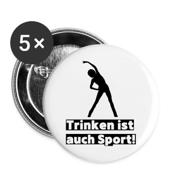 Trinken ist auch Sport! Party, Mallorca, JGA! - Buttons groß 56 mm (5er Pack) - Weiß - Vorne