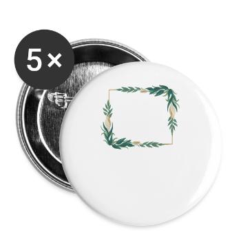 Team Braut I Blumenkranz Hochzeit Boho Stil - Buttons groß 56 mm (5er Pack) - Weiß - Vorne