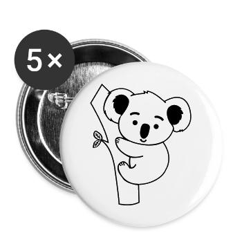 koala - Lot de 5 grands badges (56 mm) - blanc - Devant