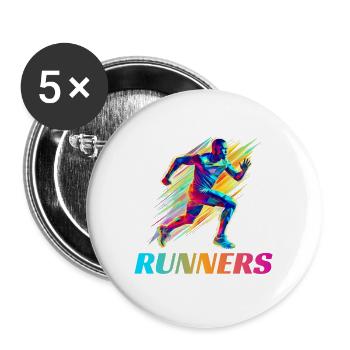 Dynamische Läufer Lauf Wettkampf - Buttons groß 56 mm (5er Pack) - Weiß - Vorne