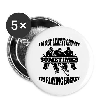 Joueur de hockey sur glace Fan de hockey sur glace Équipe de hockey sur glace - Lot de 5 grands badges (56 mm) - blanc - Devant