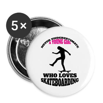 Skateboard Skaten Skater Skate-Fan Skateboarding - Buttons groß 56 mm (5er Pack) - Weiß - Vorne