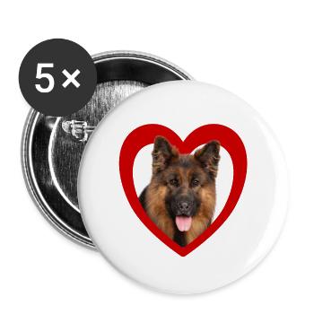 Dog Lovers - Dogs Heart - German Shepherd - Buttons large 2.2''/56 mm (5-pack) - white - Front