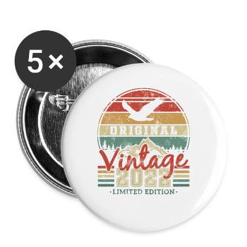 Surprise d’anniversaire 2022 Millésime - Lot de 5 grands badges (56 mm) - blanc - Devant