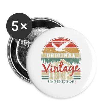 Original 1962 Vintage Anniversaire Rétro - Lot de 5 grands badges (56 mm) - blanc - Devant