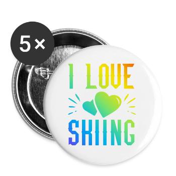 Ich liebe Skiing - Buttons groß 56 mm (5er Pack) - Weiß - Vorne