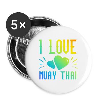 J’adore le Muay Thai - Lot de 5 grands badges (56 mm) - blanc - Devant