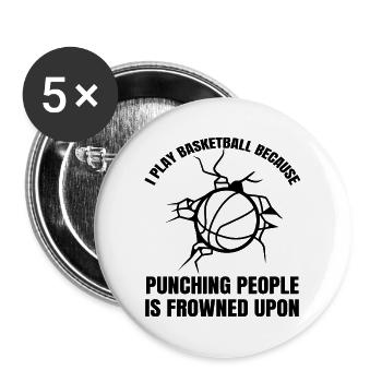 Basket-ball Équipe de basket-ball Basketteur - Lot de 5 grands badges (56 mm) - blanc - Devant