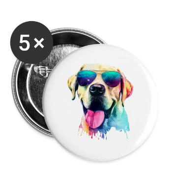 Labrador Retriever - Buttons groß 56 mm (5er Pack) - Weiß - Vorne