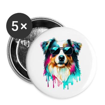 Australian Shepherd - Buttons groß 56 mm (5er Pack) - Weiß - Vorne