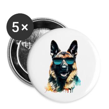 Deutscher Schäferhund - Buttons groß 56 mm (5er Pack) - Weiß - Vorne