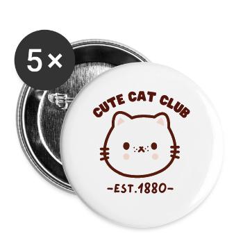 Cute Cat Club Kawaii Retro Style - Buttons large 2.2''/56 mm (5-pack) - white - Front