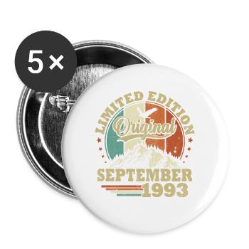 Birthday Gift September 1993 Vintage Retro - Buttons large 2.2''/56 mm (5-pack) - white - Front
