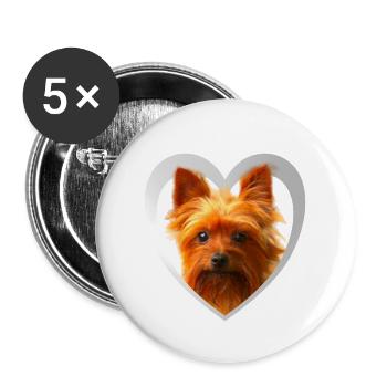 Dog Lovers - Dogs Heart - Yorkshire Terrier - Buttons large 2.2''/56 mm (5-pack) - white - Front