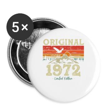 Original 1972 Birthday Gift - Buttons large 2.2''/56 mm (5-pack) - white - Front