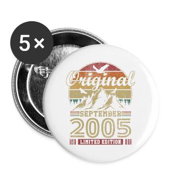 September 2005 Vintage Gift Birthday 2005 - Buttons large 2.2''/56 mm (5-pack) - white - Front