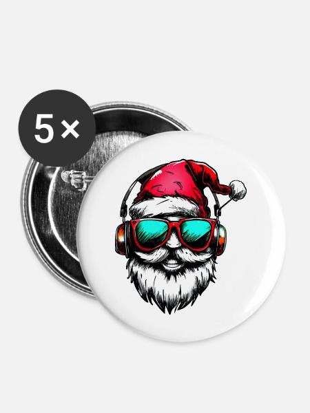 SANTA - Buttons groß 56 mm (5er Pack) - Weiß