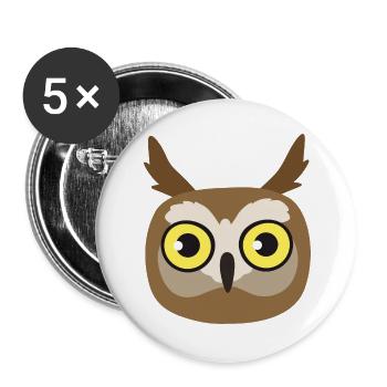 Eulen-Kopf – niedliche Tier Illustration - Buttons groß 56 mm (5er Pack) - Weiß - Vorne